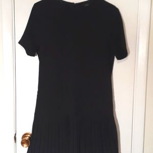 Black crepe pleated mini dress
